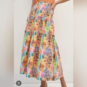 Anthropologie Eva Franco Villa Tiered Maxi Skirt Size 8